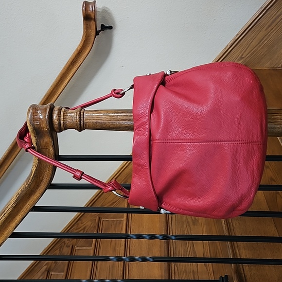 Vintage Allison Scott Red Leather Hobo Bag Purse - Picture 11 of 14